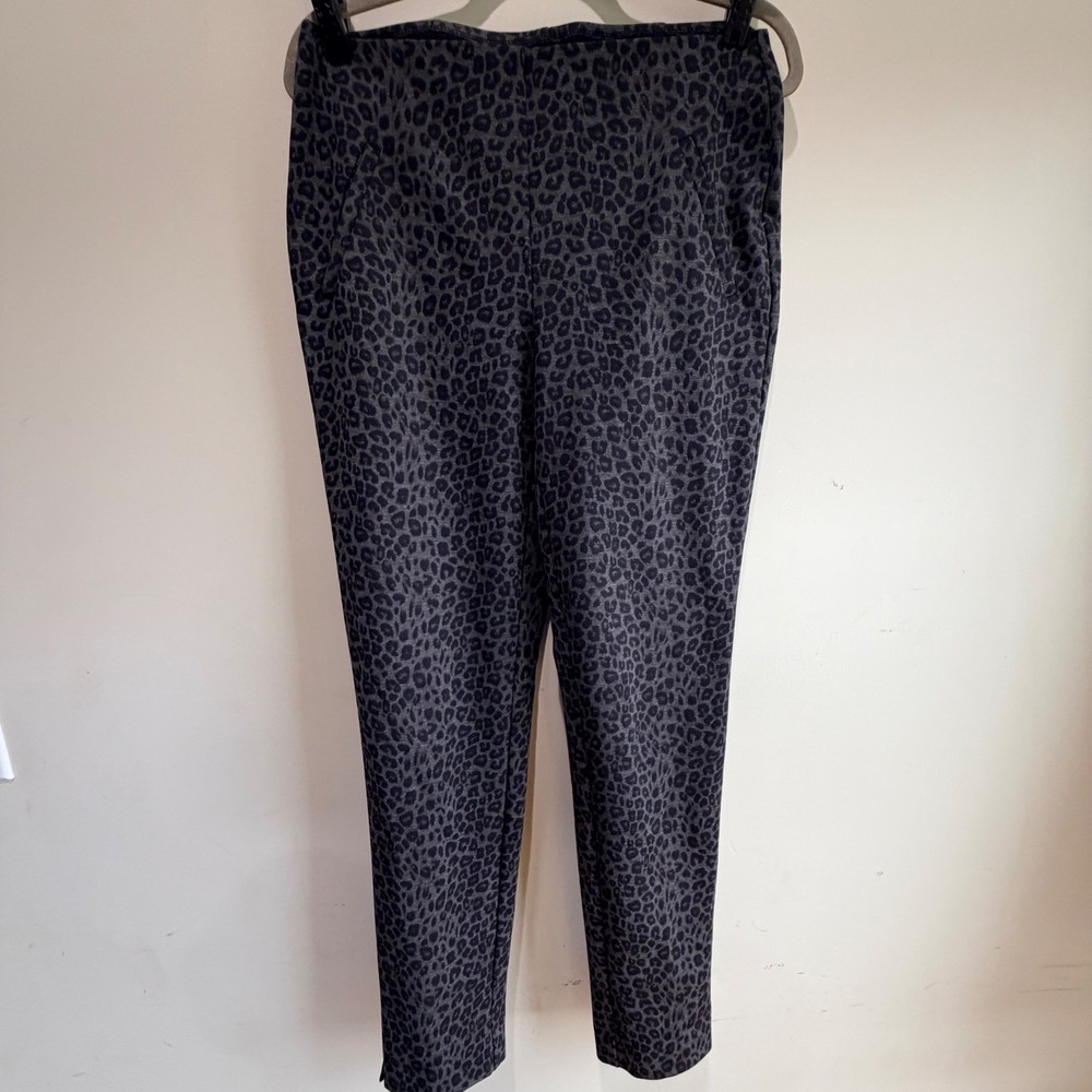 Chicos Leopard Print Trousers Womens 0.5 Regular Stretch Pull On Officewear